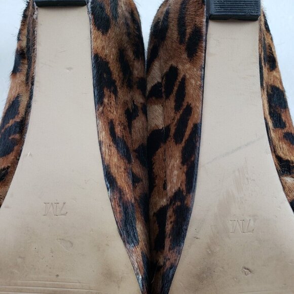 Talbots Leopard Print Laney Wedge Womens 7 Brown Calf Hair Low Closed Toe Heel - Picture 8 of 10